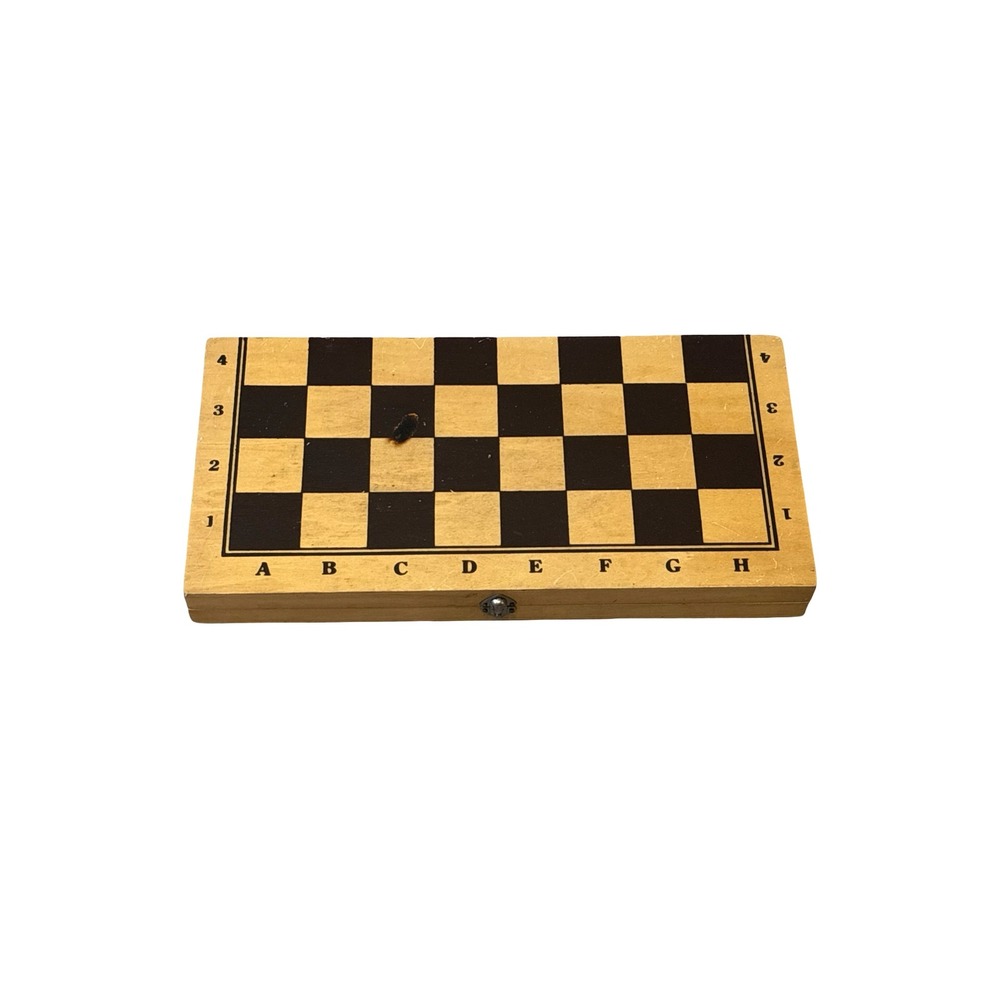 Vintage Wooden Folding Chess Set with Notation